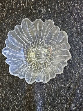 Clear Floral Glass Decorative Bowl - Home Art